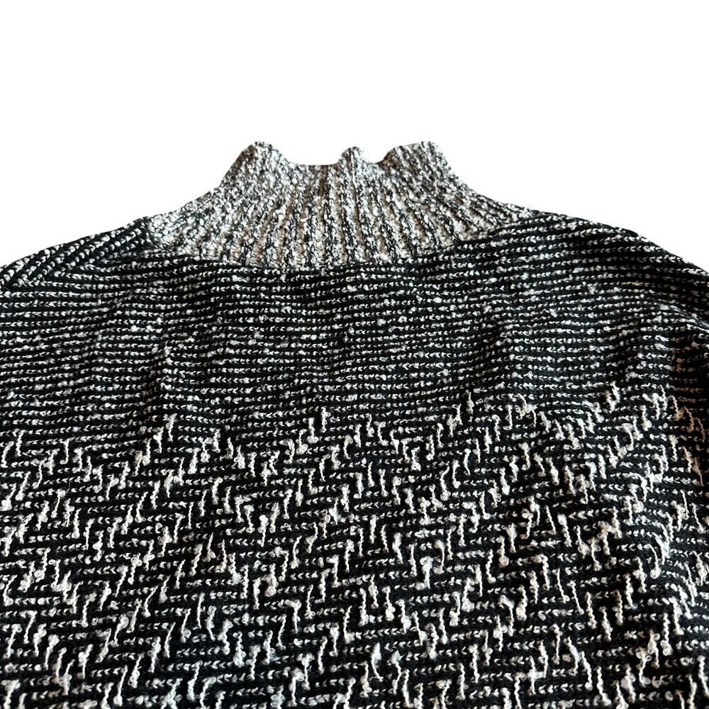 Magaschoni Black White Pullover Turtleneck Sweater Fringe Bohemian Boho Sz Small - Picture 8 of 13